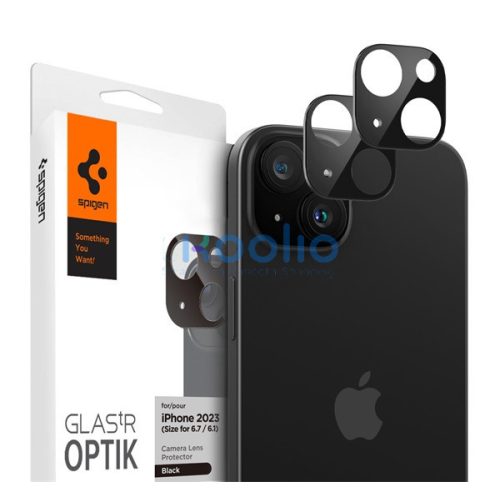 Spigen Glas.tR Optik Apple iPhone 15 / 14 / 15 Plus / 14 Plus Tempered kameravédő fólia, fekete (2db)