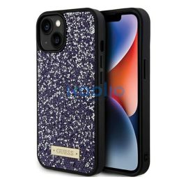   Guess Rhinestone Metal Logo Apple iPhone 15 hátlap tok, lila