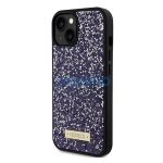 Guess Rhinestone Metal Logo Apple iPhone 15 hátlap tok, lila