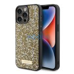 Guess Rhinestone Metal Logo Apple iPhone 15 Pro Max hátlap tok, sárga