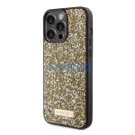 Guess Rhinestone Metal Logo Apple iPhone 15 Pro Max hátlap tok, sárga