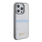 Guess Sequin Script Metal Apple iPhone 15 Pro Max hátlap tok, ezüst