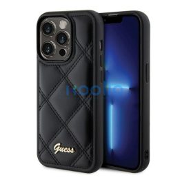   Guess Quilted Metal Logo Apple iPhone 15 Pro Max hátlap tok, fekete