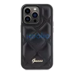 Guess Quilted Metal Logo Apple iPhone 15 Pro Max hátlap tok, fekete