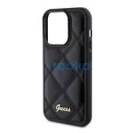 Guess Quilted Metal Logo Apple iPhone 15 Pro Max hátlap tok, fekete