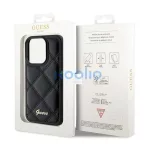 Guess Quilted Metal Logo Apple iPhone 15 Pro Max hátlap tok, fekete