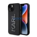 Karl Lagerfeld 3D Rubber Glitter Logo Apple iPhone 15 hátlap tok, fekete