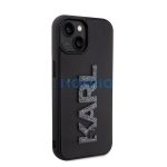 Karl Lagerfeld 3D Rubber Glitter Logo Apple iPhone 15 hátlap tok, fekete
