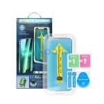 Apple iPhone 15 Plus / iPhone 16 Plus 5D Full Glue hajlított tempered glass kijelzővédő üvegfólia felhelyezőkerettel, fekete