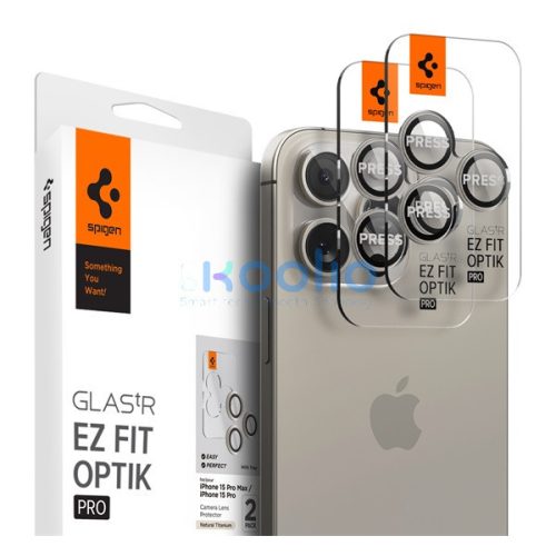 Spigen Glas.tR EZ Fit Optik Pro Apple iPhone 14 Pro / 14 Pro Max / 15 Pro / 15 Pro Max / 16 Pro / 16 Pro Max / 17 Pro / 17 Pro Max, Tempered kameralencse-védő fólia, natúr titánium (2db)