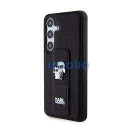   Karl Lagerfeld Gripstand Saffiano Karl&Choupette Pins Samsung Galaxy S24 tok, fekete