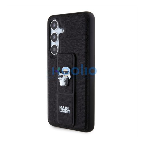 Karl Lagerfeld Gripstand Saffiano Karl&Choupette Pins Samsung Galaxy S24 tok, fekete