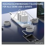 4smarts RollUp USB / USB-C mágnesesen feltekerhető töltő- és adatkábel, 1.5m, fehér