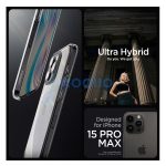 Spigen Ultra Hybrid Apple iPhone 15 Pro Max tok, Space Crystal, átlátszó-szürke, fekete-átlátszó