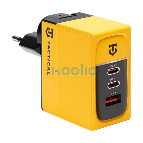 Tactical Nett Warrior gyorstöltő adapter USB-A+ 2 USB-C, 100W, sárga