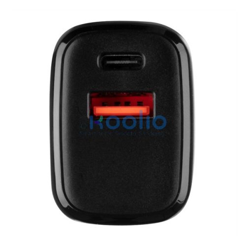 Tactical Base Plug Dual gyorstöltő adapter USB-A+ USB-C, 20W, fekete