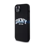 DKNY Liquid Silicone Arch Logo MagSafe iPhone 15 Plus hátlap tok, fekete