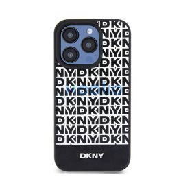   DKNY PU Leather Repeat Pattern Bottom Stripe iPhone 15 Pro Max hátlap tok, fekete
