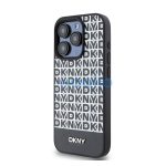 DKNY PU Leather Repeat Pattern Bottom Stripe iPhone 15 Pro Max hátlap tok, fekete