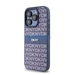 DKNY PU Leather Repeat Pattern Tonal Stripe iPhone 15 Pro Max hátlap tok, kék