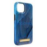 Forcell F-Protect Mirage Apple iPhone 15 Magsafe kompatibilis hátlap tok, madártoll minta, kék