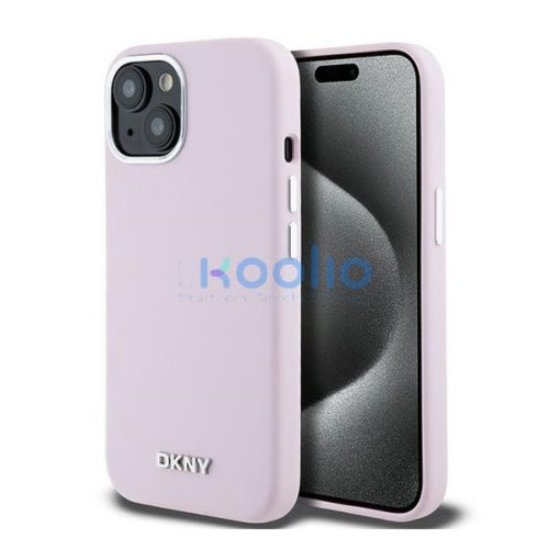 DKNY Liquid Silicone Small Metal Logo Apple iPhone 15 Plus / 14 Plus Magsafe hátlap tok, rózsaszín, DKHMP15MSMCHLP