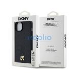 DKNY PU Leather Repeat Pattern Stack Logo Apple iPhone 15 Plus Magsafe kompatibilis hátlap tok, fekete