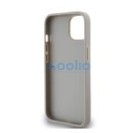 DKNY PU Leather Checkered Pattern and Stripe Apple iPhone 15 hátlap tok, bézs