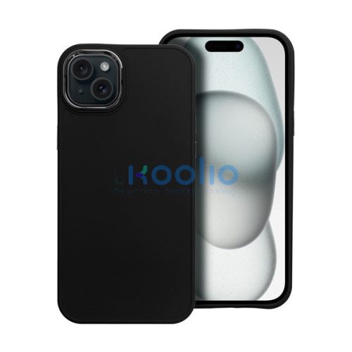 Frame iPhone 15 Plus közepesen ütésálló tok kameravédő kerettel, fekete