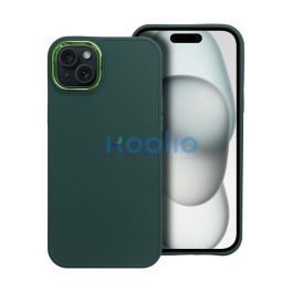  Frame iPhone 15 Plus közepesen ütésálló tok kameravédő kerettel, zöld