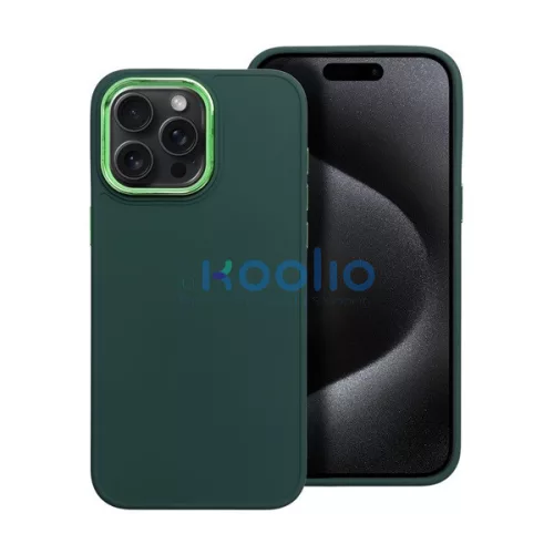 Frame iPhone 15 Pro Max közepesen ütésálló tok kameravédő kerettel, zöld