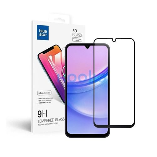 Blue Star Samsung Galaxy A15 5G teljes kijelzős kijelzővédő üvegfólia, fekete
