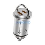 Forcell F-energy Mini autós szivargyújtó töltő 2xUSB-C, PD, 30W, ezüst