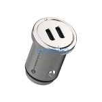Forcell F-energy Mini autós szivargyújtó töltő 2xUSB-C, PD, 30W, ezüst