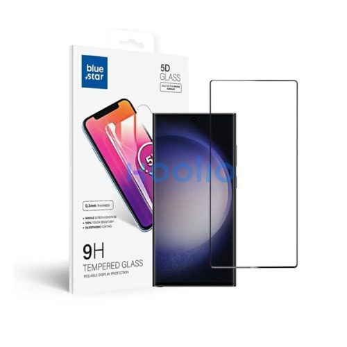 Blue Star Samsung Galaxy S23 Ultra teljes kijelzős kijelzővédő üvegfólia, fekete