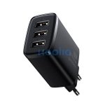 Baseus kompakt gyorstöltő 3x USB, 17W, Fekete