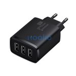 Baseus kompakt gyorstöltő 3x USB, 17W, Fekete