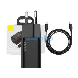   Baseus Super Si USB-AUSB-C gyorstöltő 1 m-es USB-AUSB-C-Lightning kábellel, 20W, fekete