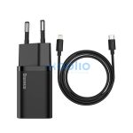 Baseus Super Si USB-AUSB-C gyorstöltő 1 m-es USB-AUSB-C-Lightning kábellel, 20W, fekete