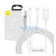 Baseus Superior Series 3in1 töltő- és adatkábel, USB / microUSB / USB-C / Lightning, 3,5 A, 1,2 m, fehér