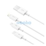 Baseus Superior Series 3in1 töltő- és adatkábel, USB / microUSB / USB-C / Lightning, 3,5 A, 1,2 m, fehér