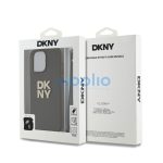 DKNY PU Leather Stack Logo Apple iPhone 15 Pro Max hátlap tok csuklópánttal, barna