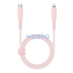 Energea Flow C94 USB-C / Lightning MFI szövet gyorstöltő- és adatkábel, 1.5m, 60W, 3A, rózsaszín