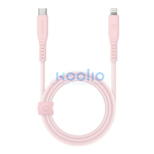Energea Flow C94 USB-C / Lightning MFI szövet gyorstöltő- és adatkábel, 1.5m, 60W, 3A, rózsaszín