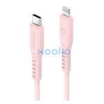 Energea Flow C94 USB-C / Lightning MFI szövet gyorstöltő- és adatkábel, 1.5m, 60W, 3A, rózsaszín