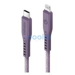 Energea Flow C94 USB-C / Lightning MFI szövet gyorstöltő- és adatkábel, 1.5m, 60W, 3A, lila