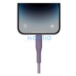 Energea Flow C94 USB-C / Lightning MFI szövet gyorstöltő- és adatkábel, 1.5m, 60W, 3A, lila