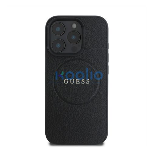 Guess Grained Gold Ring MagSafe Apple iPhone 16 Pro hátlap tok, fekete/barna GUHMP16LPGHSMMK