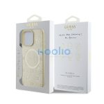 Guess Saffiano Peony Classic Logo Apple iPhone 16 Pro hátlap tok, arany GUHMP16LPSAPSMED