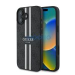 Guess 4G Printed Stripes MagSafe Apple iPhone 16 Plus hátlap tok, fekete/barna GUHMP16MP4RPSK